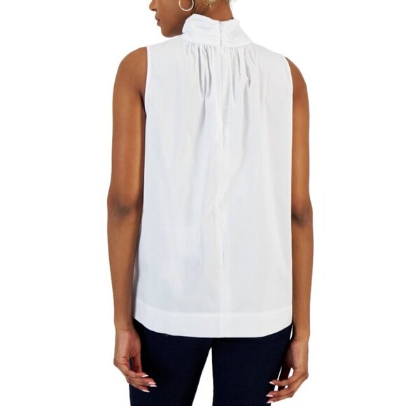 I.N.C. International Concepts Women's White Sleeveless Mock-Neck Blouse NWT - Picture 2 of 7